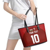 Custom Wales Rugby-The Three Feathers Leather Tote Bag Go Champions