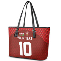 Custom Wales Rugby-The Three Feathers Leather Tote Bag Go Champions