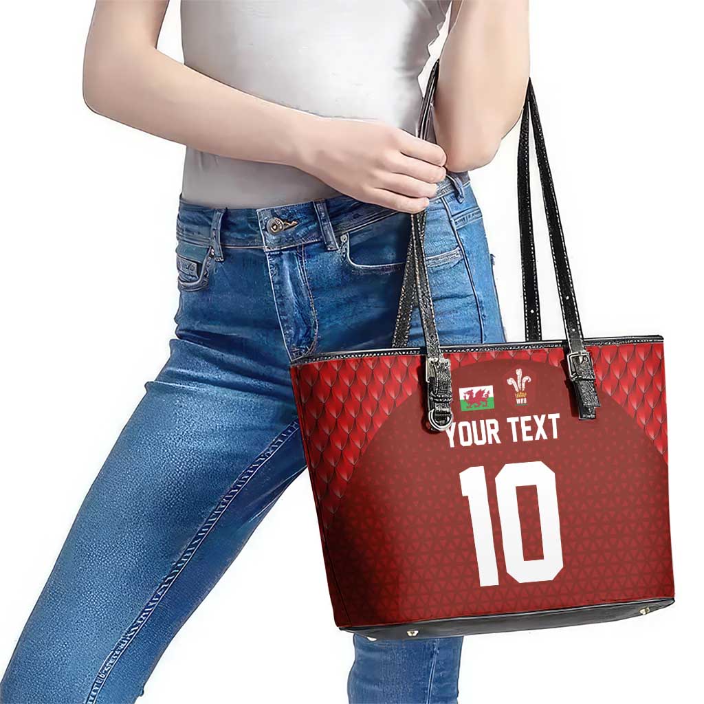 Custom Wales Rugby-The Three Feathers Leather Tote Bag Go Champions
