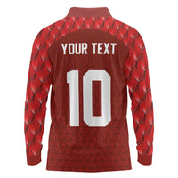 Custom Wales Rugby-The Three Feathers Long Sleeve Polo Shirt Go Champions