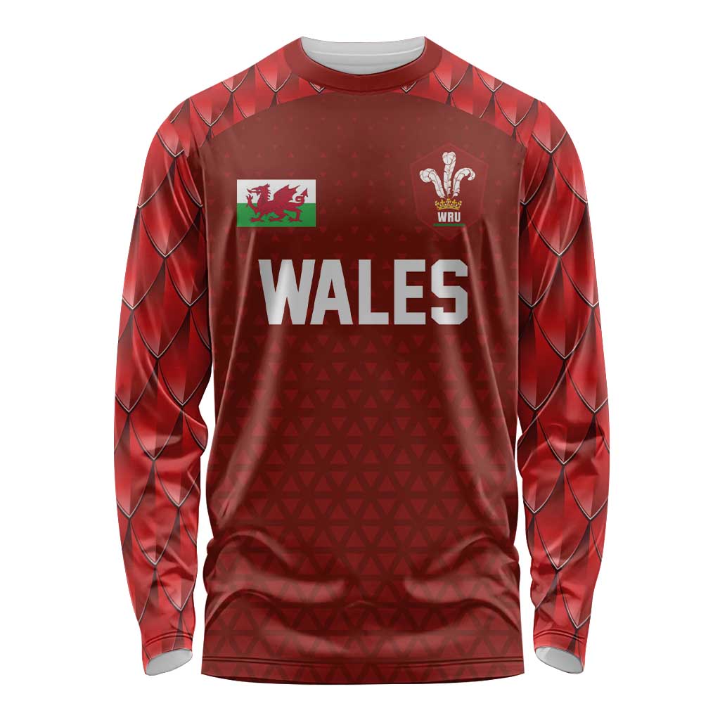 Custom Wales Rugby-The Three Feathers Long Sleeve Shirt Go Champions