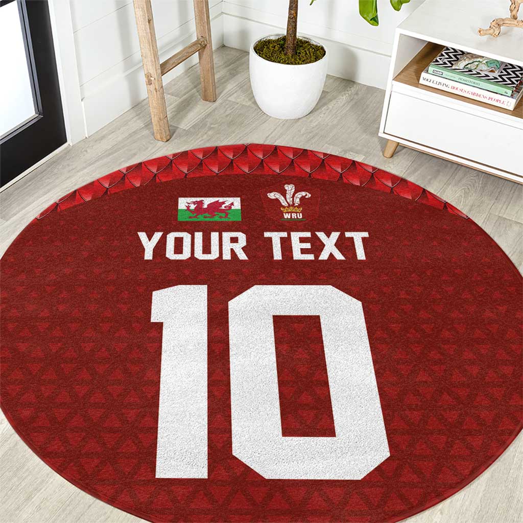 Custom Wales Rugby-The Three Feathers Round Carpet Go Champions
