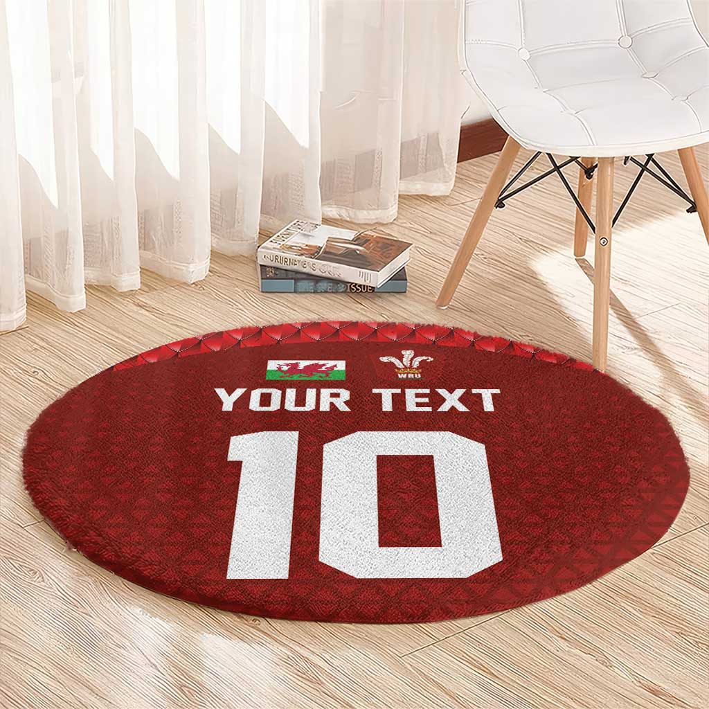 Custom Wales Rugby-The Three Feathers Round Carpet Go Champions