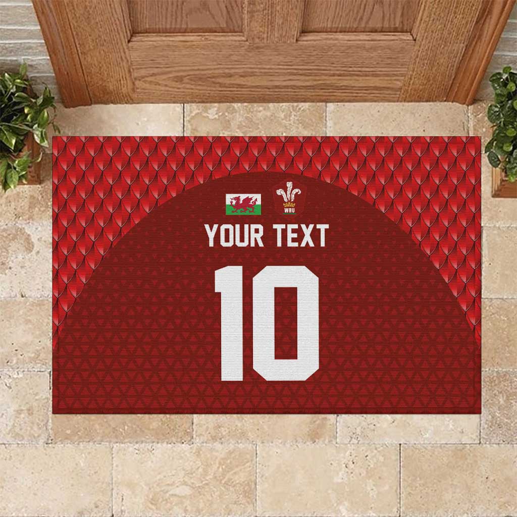 Custom Wales Rugby-The Three Feathers Rubber Doormat Go Champions