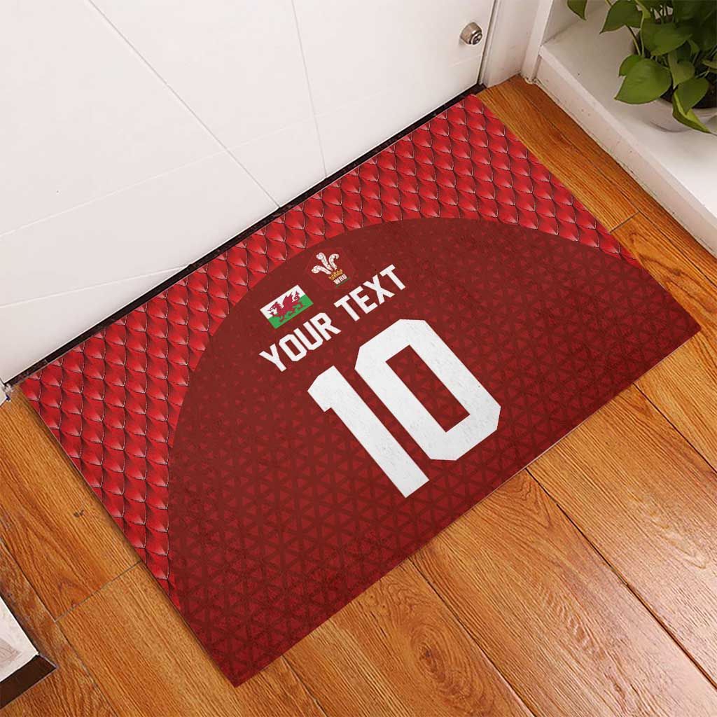 Custom Wales Rugby-The Three Feathers Rubber Doormat Go Champions