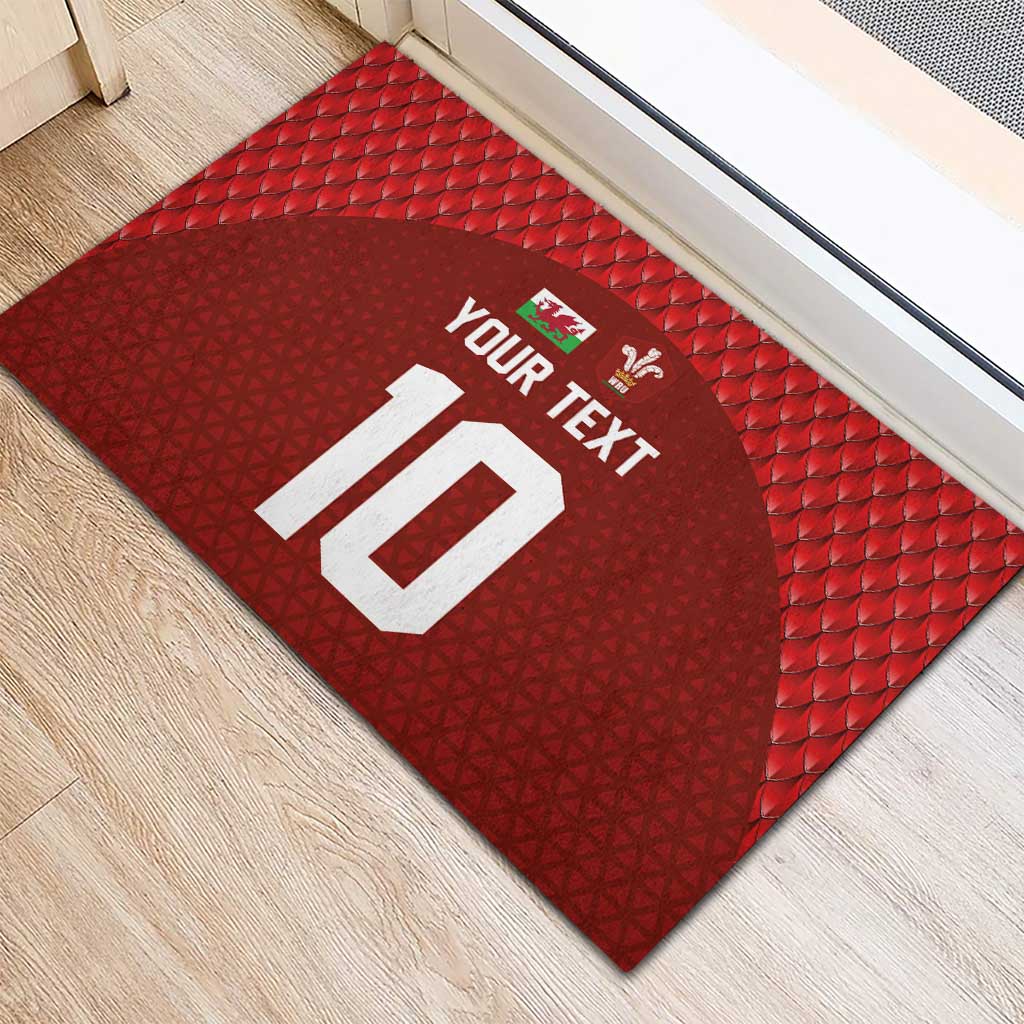 Custom Wales Rugby-The Three Feathers Rubber Doormat Go Champions