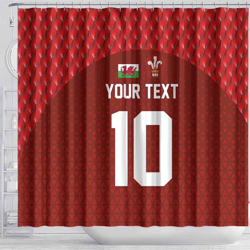 Custom Wales Rugby-The Three Feathers Shower Curtain Go Champions