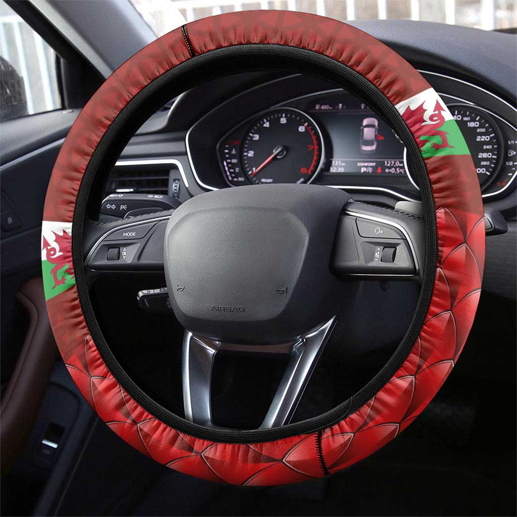 Wales Rugby-The Three Feathers Steering Wheel Cover Go Champions