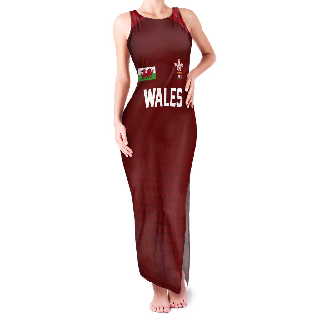 Custom Wales Rugby-The Three Feathers Tank Maxi Dress Go Champions