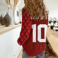 Custom Wales Rugby-The Three Feathers Women Casual Shirt Go Champions