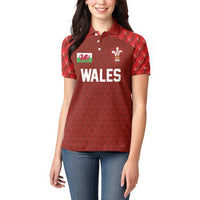 Custom Wales Rugby-The Three Feathers Women Polo Shirt Go Champions