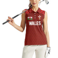 Custom Wales Rugby-The Three Feathers Women Sleeveless Polo Shirt Go Champions