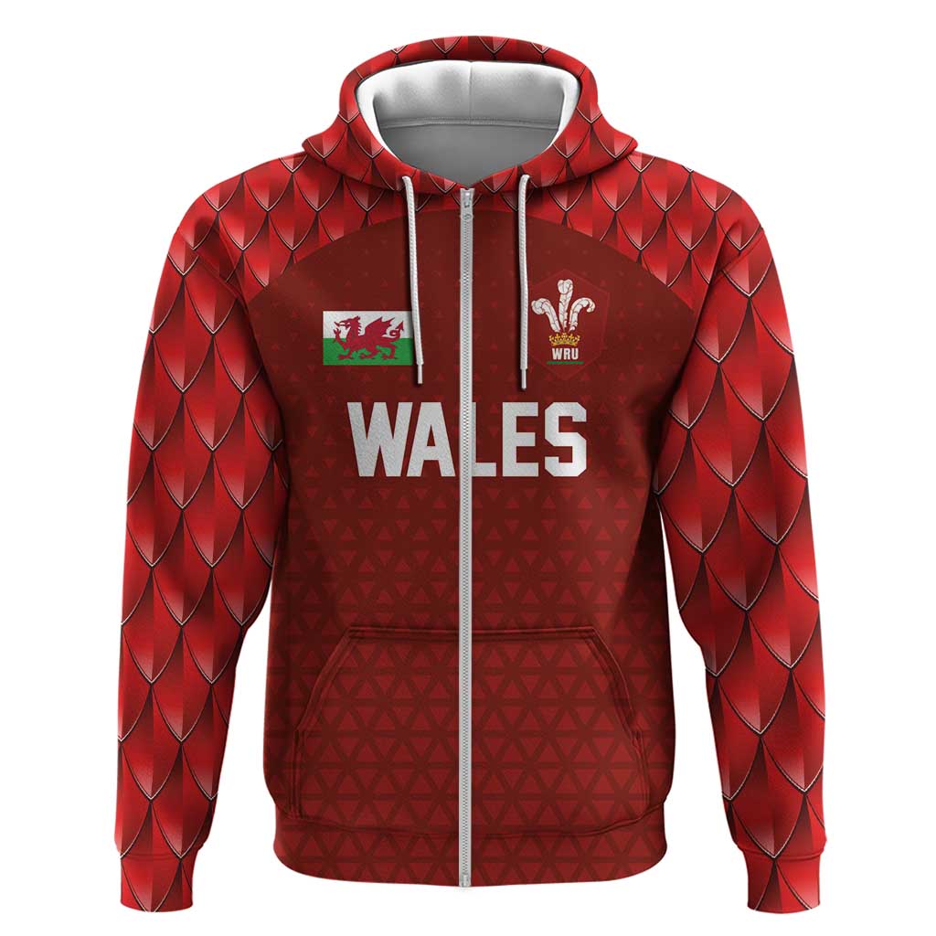 Custom Wales Rugby-The Three Feathers Zip Hoodie Go Champions