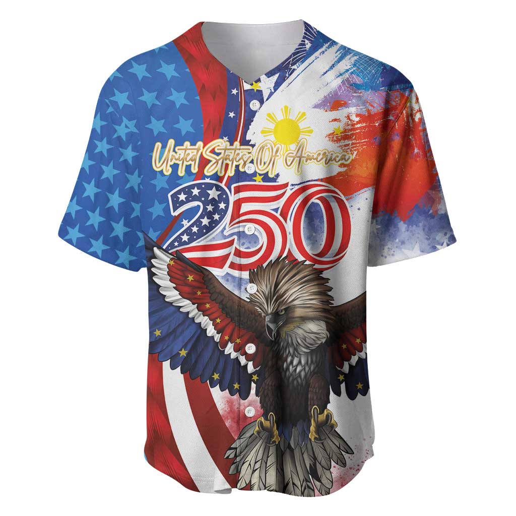 Philippines and United States Semiquincentennial Baseball Jersey Eagle and National Flag Style