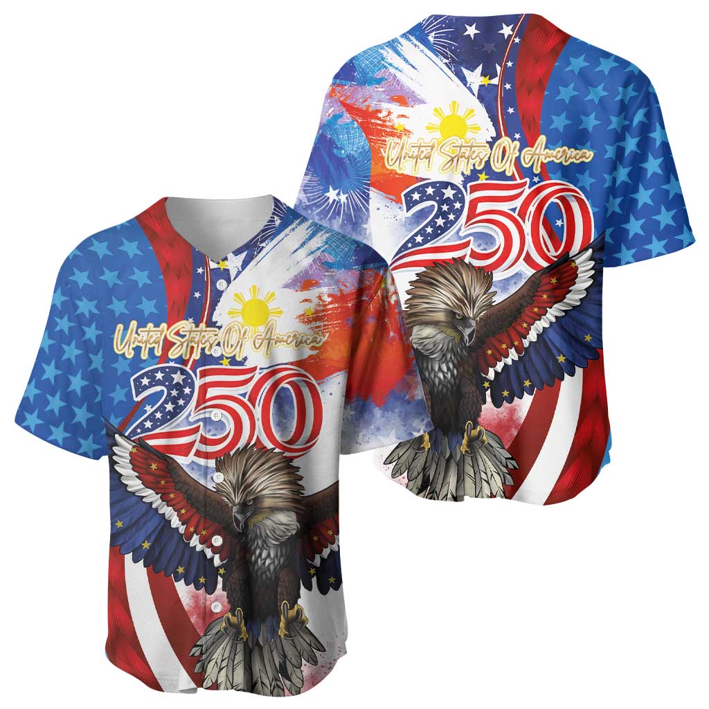 Philippines and United States Semiquincentennial Baseball Jersey Eagle and National Flag Style