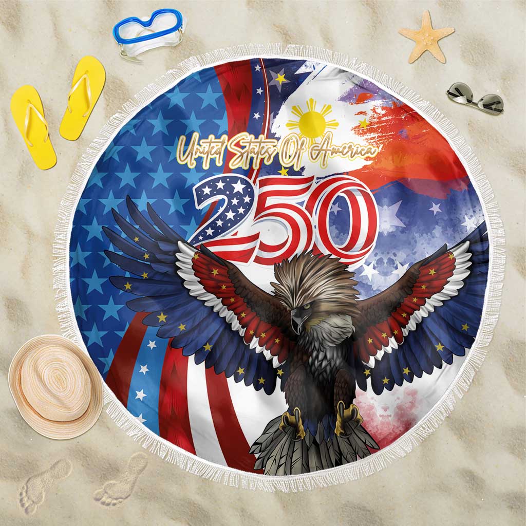 Philippines and United States Semiquincentennial Beach Blanket Eagle and National Flag Style