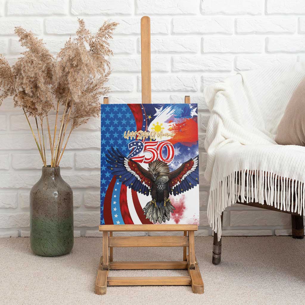 Philippines and United States Semiquincentennial Canvas Wall Art Eagle and National Flag Style