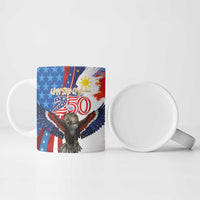 Philippines and United States Semiquincentennial Ceramic Mug Eagle and National Flag Style