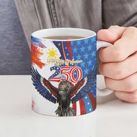 Philippines and United States Semiquincentennial Ceramic Mug Eagle and National Flag Style
