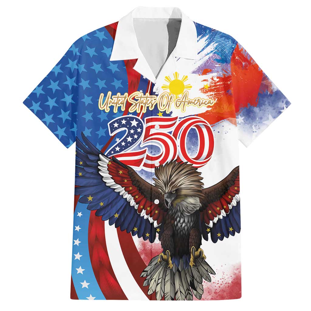 Philippines and United States Semiquincentennial Hawaiian Shirt Eagle and National Flag Style