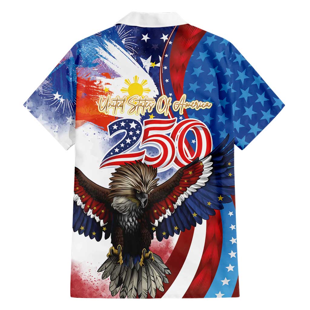 Philippines and United States Semiquincentennial Hawaiian Shirt Eagle and National Flag Style