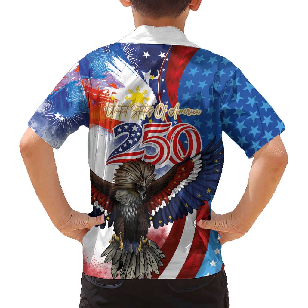 Philippines and United States Semiquincentennial Hawaiian Shirt Eagle and National Flag Style