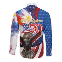 Philippines and United States Semiquincentennial Long Sleeve Button Shirt Eagle and National Flag Style