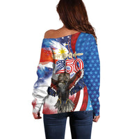 Philippines and United States Semiquincentennial Off Shoulder Sweater Eagle and National Flag Style