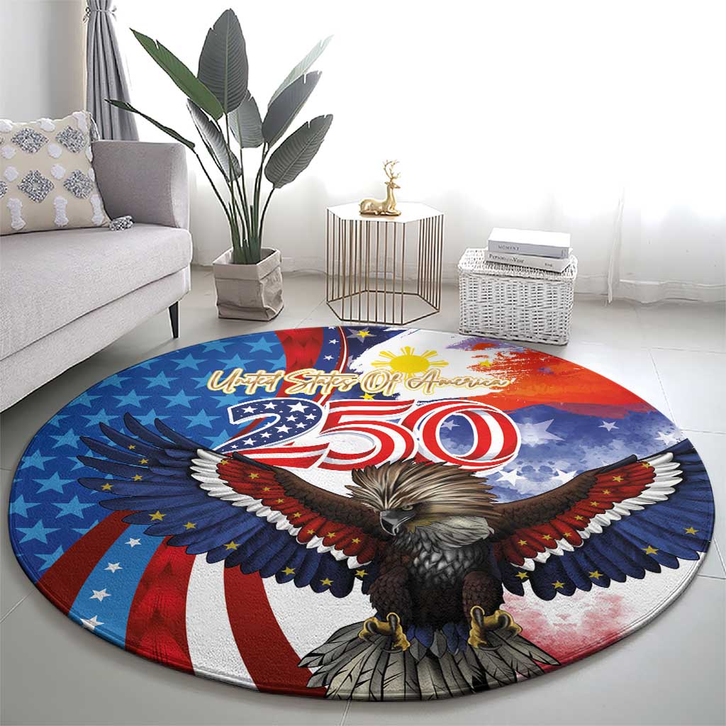 Philippines and United States Semiquincentennial Round Carpet Eagle and National Flag Style