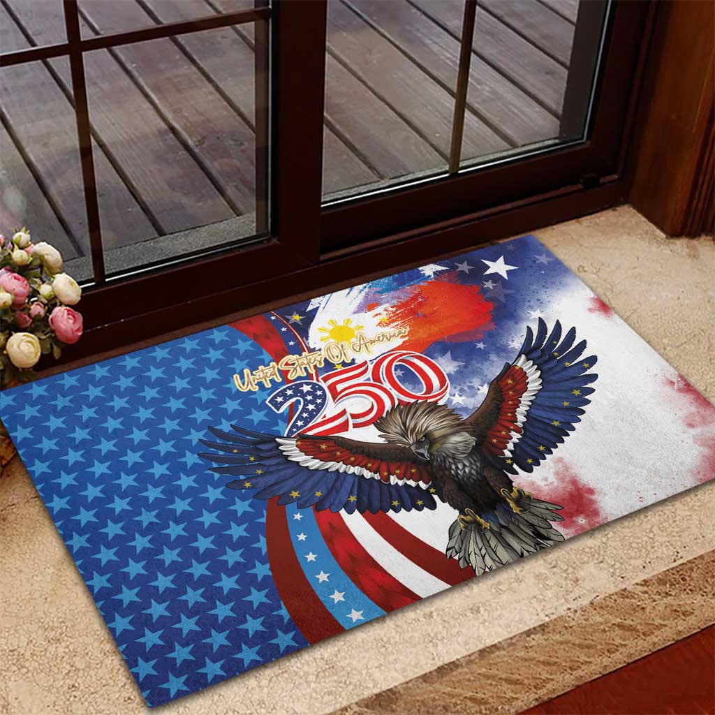 Philippines and United States Semiquincentennial Rubber Doormat Eagle and National Flag Style