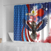 Philippines and United States Semiquincentennial Shower Curtain Eagle and National Flag Style
