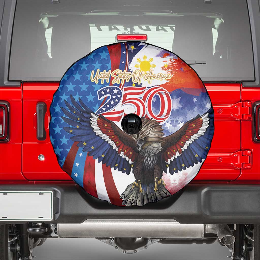 Philippines and United States Semiquincentennial Spare Tire Cover Eagle and National Flag Style