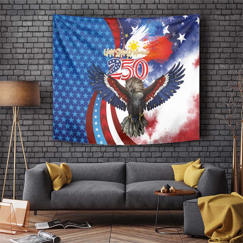 Philippines and United States Semiquincentennial Tapestry Eagle and National Flag Style