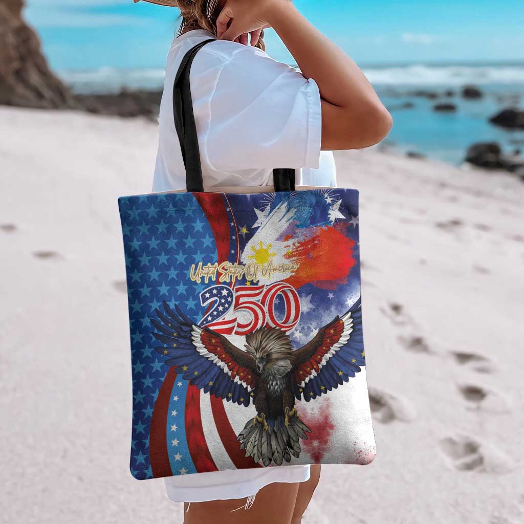 Philippines and United States Semiquincentennial Tote Bag Eagle and National Flag Style