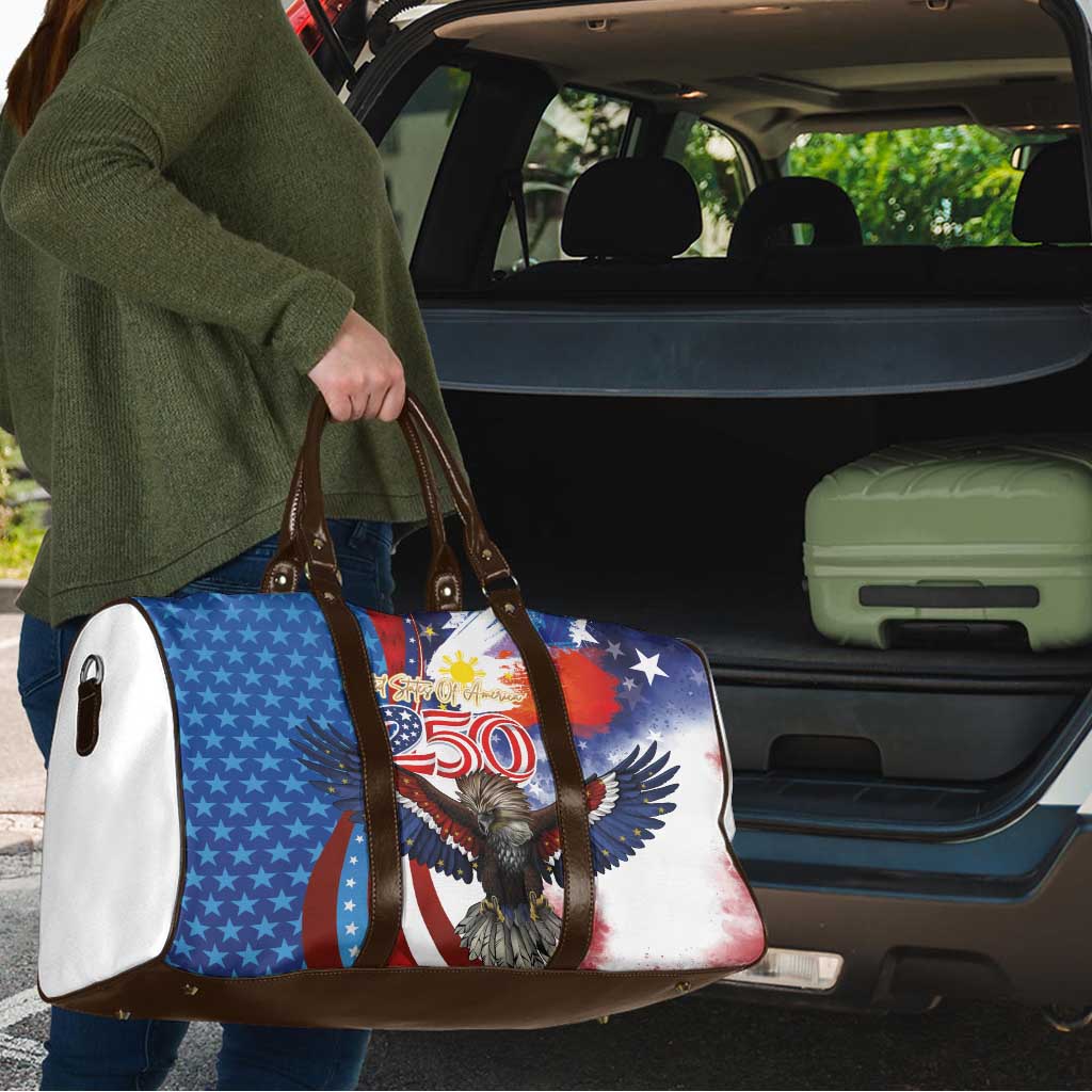 Philippines and United States Semiquincentennial Travel Bag Eagle and National Flag Style