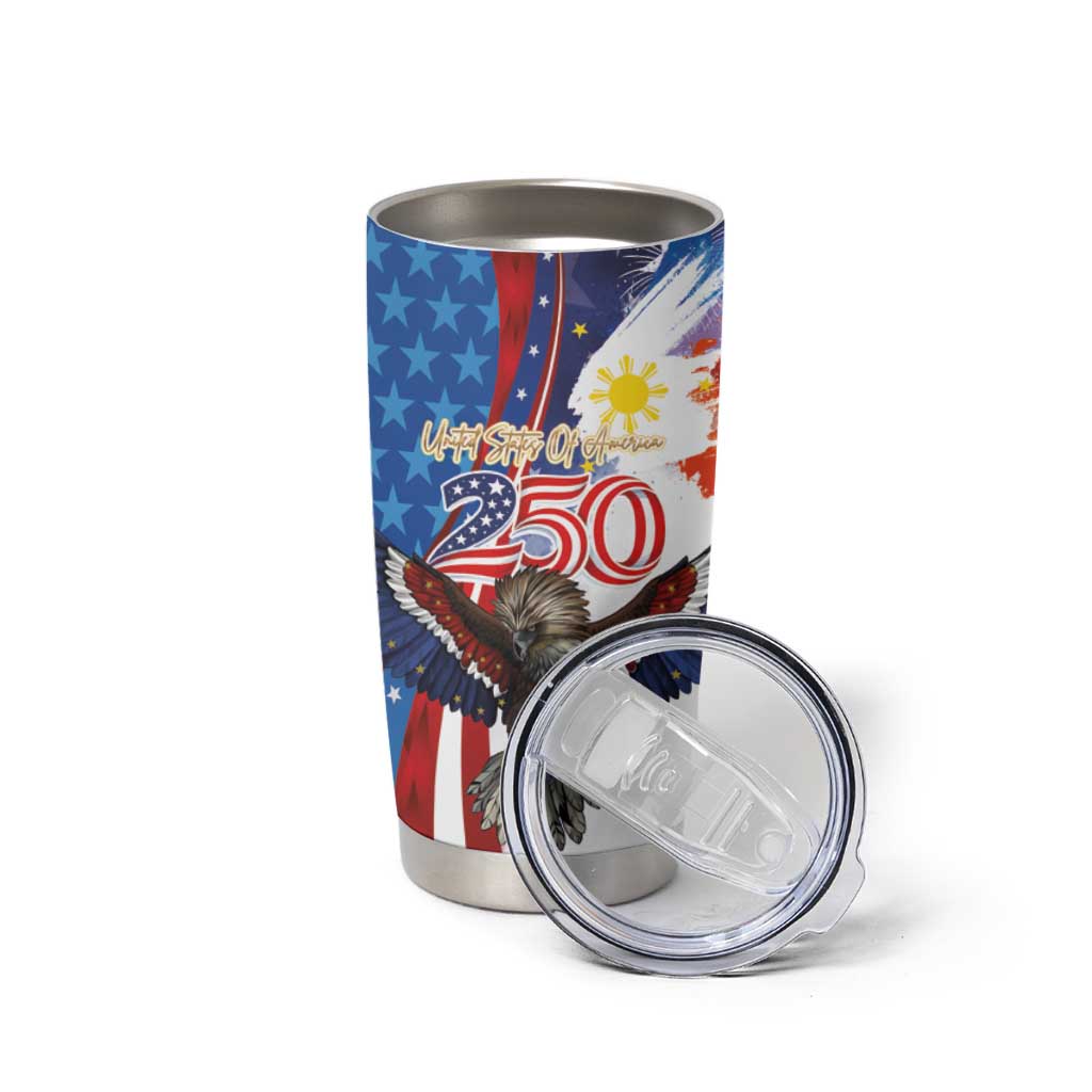 Philippines and United States Semiquincentennial Tumbler Cup Eagle and National Flag Style