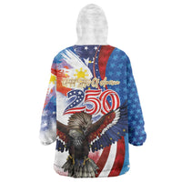 Philippines and United States Semiquincentennial Wearable Blanket Hoodie Eagle and National Flag Style