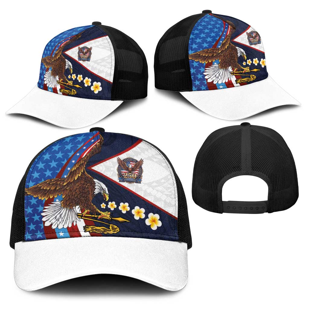 American Samoa and United States Semiquincentennial Baseball Net Cap Bald Eagle with National Flag Style