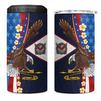 American Samoa and United States Semiquincentennial 4 in 1 Can Cooler Tumbler Bald Eagle with National Flag Style