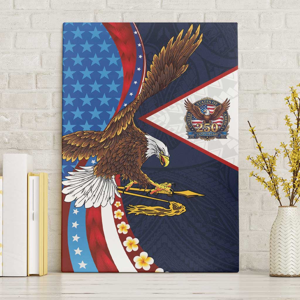 American Samoa and United States Semiquincentennial Canvas Wall Art Bald Eagle with National Flag Style