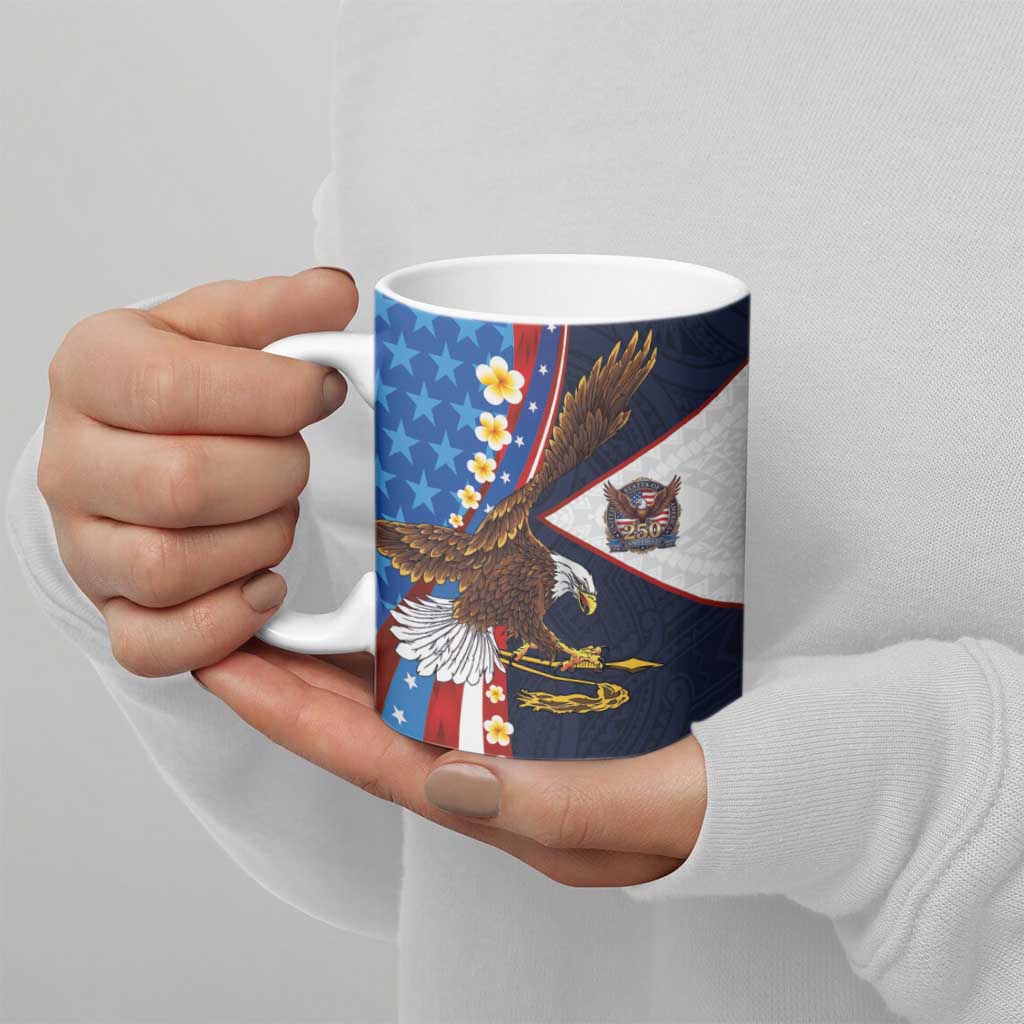 American Samoa and United States Semiquincentennial Ceramic Mug Bald Eagle with National Flag Style