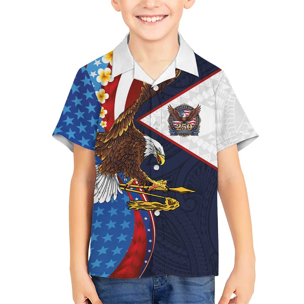 American Samoa and United States Semiquincentennial Hawaiian Shirt Bald Eagle with National Flag Style