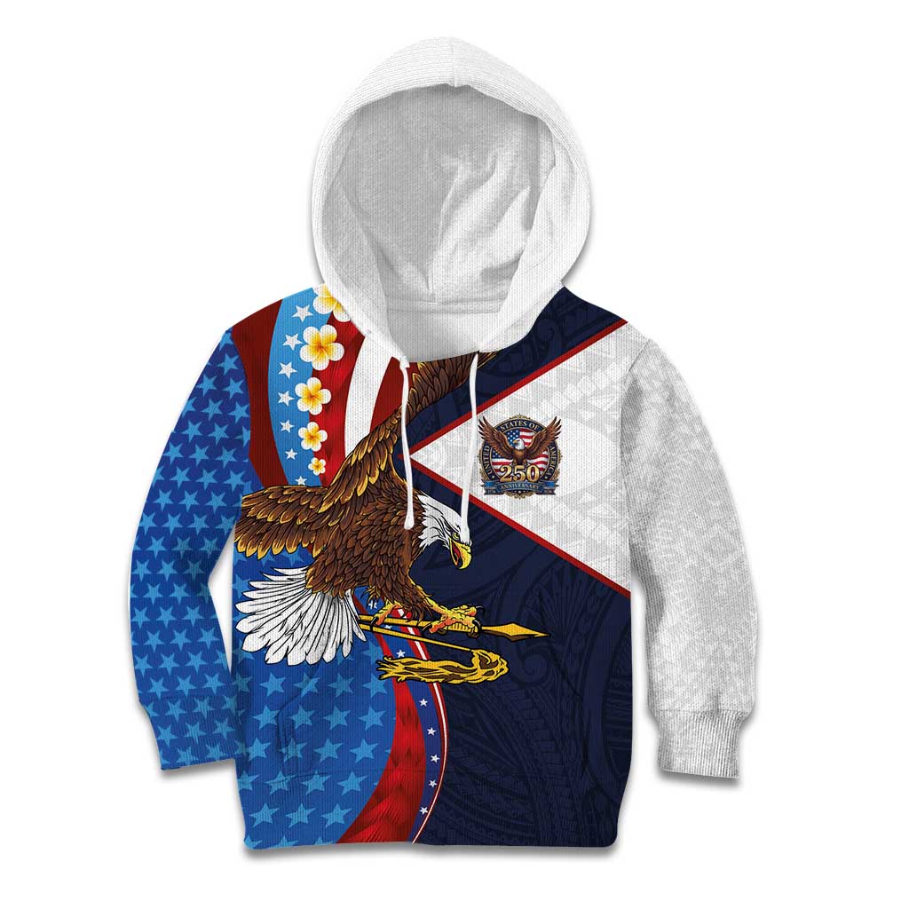 American Samoa and United States Semiquincentennial Kid Hoodie Bald Eagle with National Flag Style