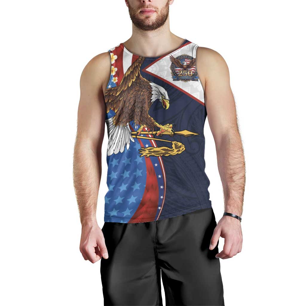 American Samoa and United States Semiquincentennial Men Tank Top Bald Eagle with National Flag Style