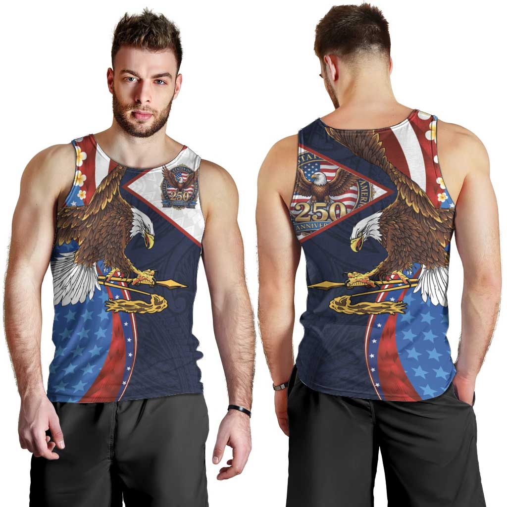 American Samoa and United States Semiquincentennial Men Tank Top Bald Eagle with National Flag Style