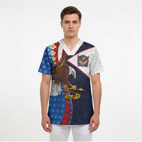 American Samoa and United States Semiquincentennial Scrub Top Bald Eagle with National Flag Style