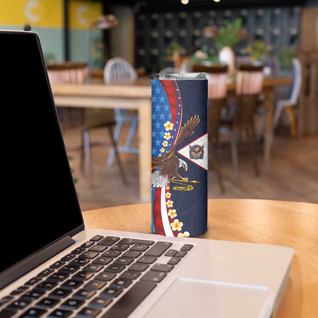 American Samoa and United States Semiquincentennial Skinny Tumbler Bald Eagle with National Flag Style