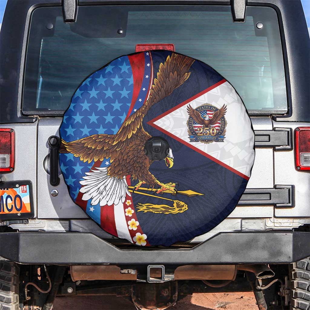 American Samoa and United States Semiquincentennial Spare Tire Cover Bald Eagle with National Flag Style