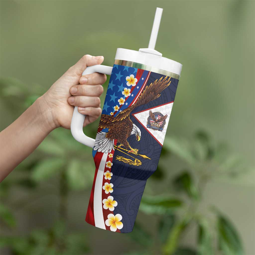 American Samoa and United States Semiquincentennial Tumbler With Handle Bald Eagle with National Flag Style