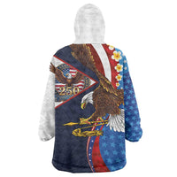 American Samoa and United States Semiquincentennial Wearable Blanket Hoodie Bald Eagle with National Flag Style